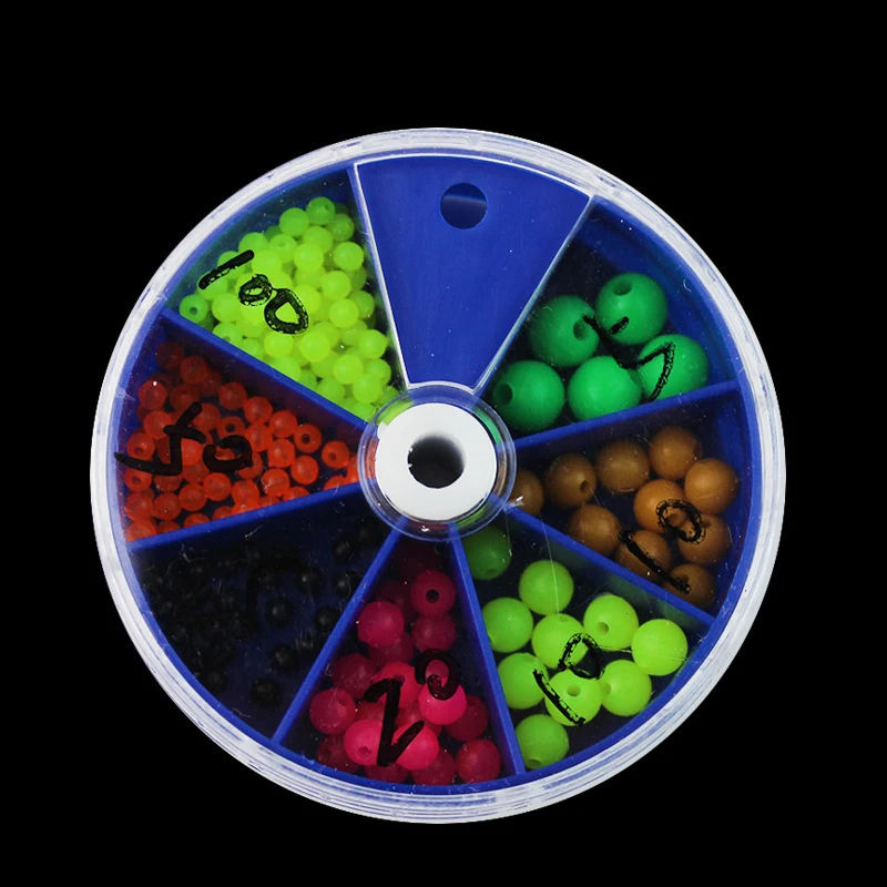 1 Box Multiple Size Fishing Beads Night Luminous Green Beads Red Pink Brown Anti-collision Bead Lure Fishing Tackle Accessories