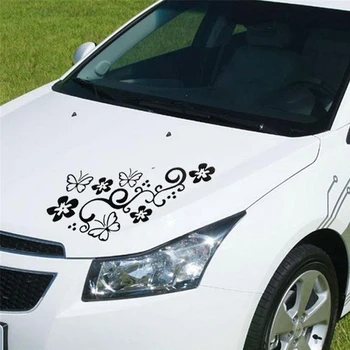 

Funny Car Stickers Flower Butterflies Car Body Stickers Engine Hood Decal Universal Motorcycle Decor Auto Covers Accessories