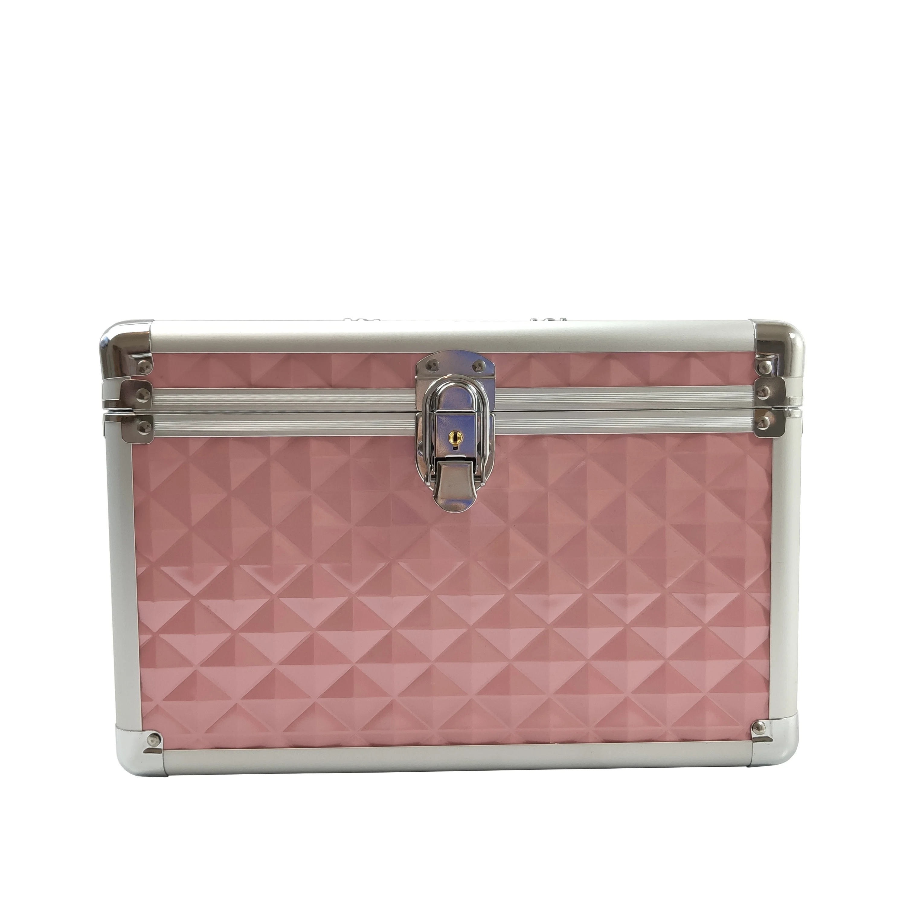 Professional Aluminium alloy Make up Box Pink pattern Makeup Case Beauty Case Cosmetic Bag Multi Tiers Lockable Jewelry Bo
