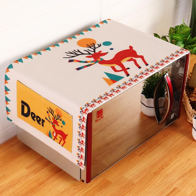 

Korean fabric microwave cover with storage bag pouch dust cover Cotton Cloth Decal kitchen accessories Home Decor 95-108*35cm