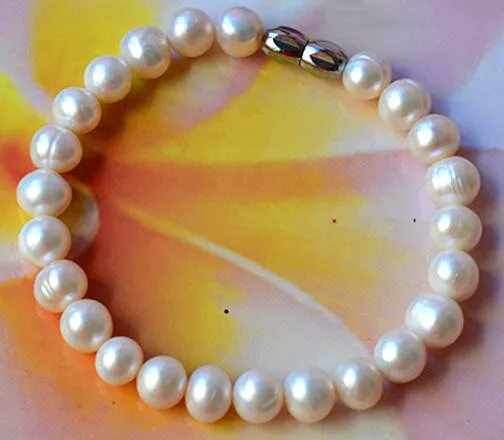 

Free shipping 1pcs Natural pearl bracelet for women nearround about 7mm diameter beads about 18mm length