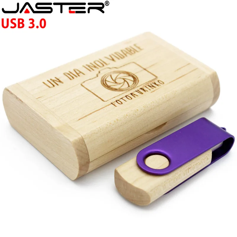 JASTER Usb 3 0 деревянная палка + металлический поворотный зажим costom логотип 4 64 Гб флэш