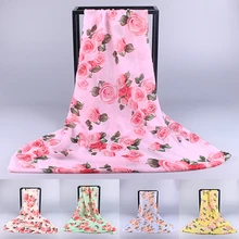 Women Fashion Rose Flower Print Soft Porcelain Beach Wraps Shawl Long Scarf New Arrival