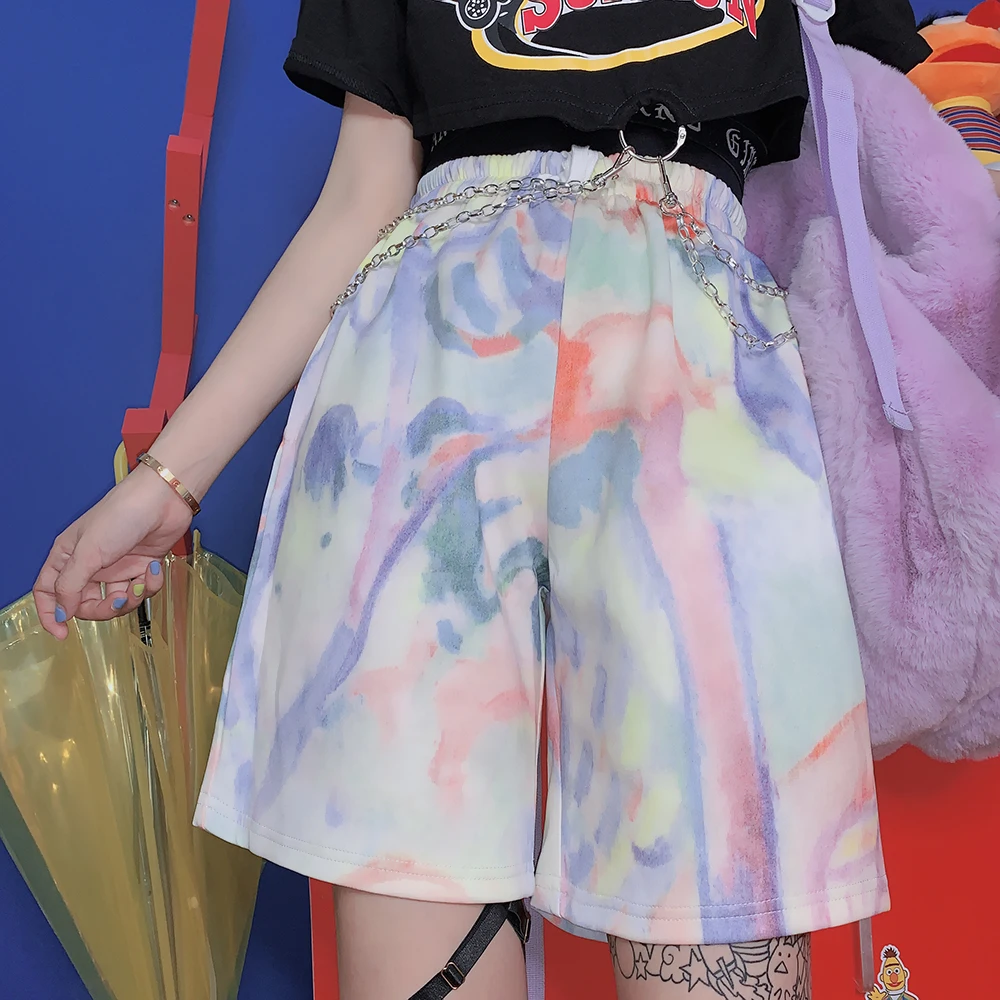 

Harajuku's gradual change of illusion tie dyed pant color street BF wind neutral loose women's straight tube trousers