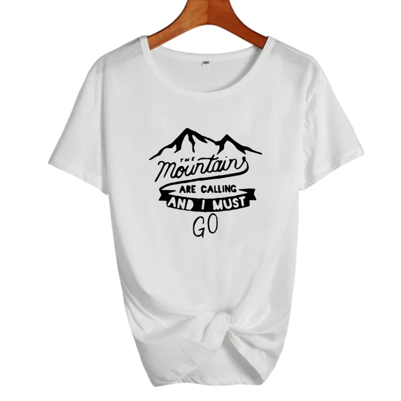 Горы зовут и я должен ходить любителей путешествий время приключений футболка Кемпинг Harajuku Графические футболки женская одежда