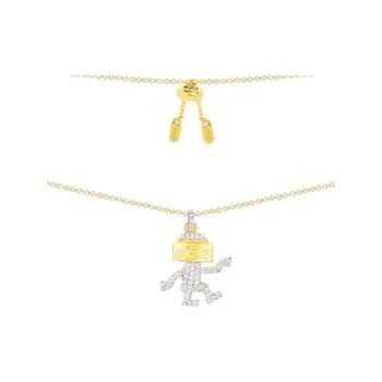 

[MeiBaPJ]Real 925 Sterling Silver Robot Pendant Necklace for Women with AAA High Quality Stones Necklace Wedding Fine Jewelry