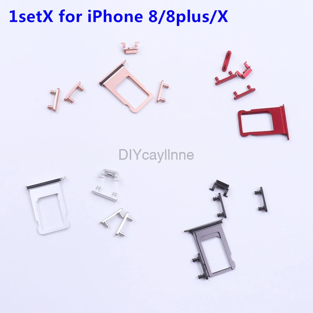 

New High Quality SIM Card Tray + Side Button Set for iPhone 8 8P 8plus X Power Volume Button Sets Replacement