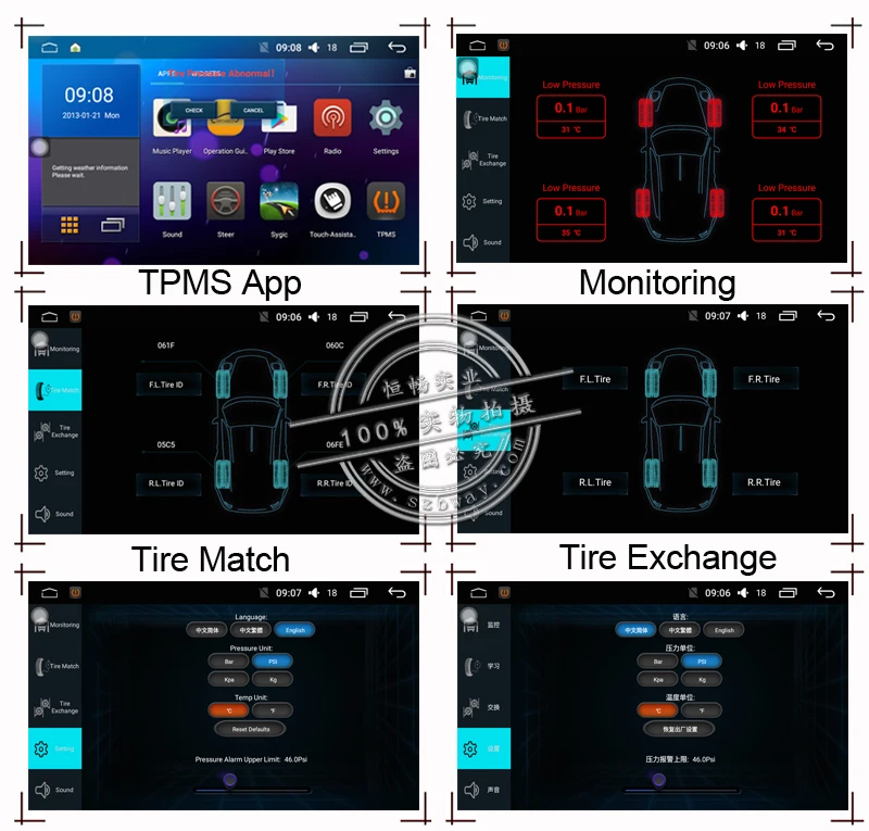 Автомобильный TPMS Android USB система контроля давления в шинах с 4 внутренними датчиками для Android автомобильный радиоприемник автоматическая система охранной сигнализации s