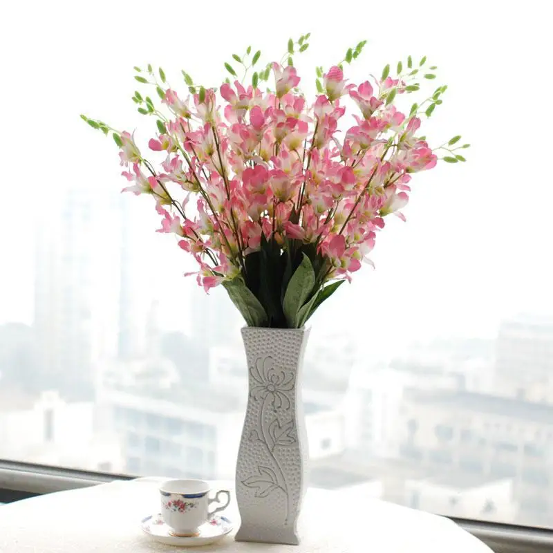 Silk Erfly Decorations Home Decorating Ideas 6 Pcs Lot High Simulation Silk Red Orchid Artificial Flowers Home