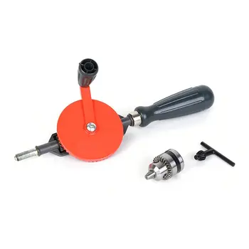 

3/8 Inch Powerful Manual Drill DIY Woodworking Hand Drill Teaching Supplies Double gear drive mechanism With 3 Jaw Chucks