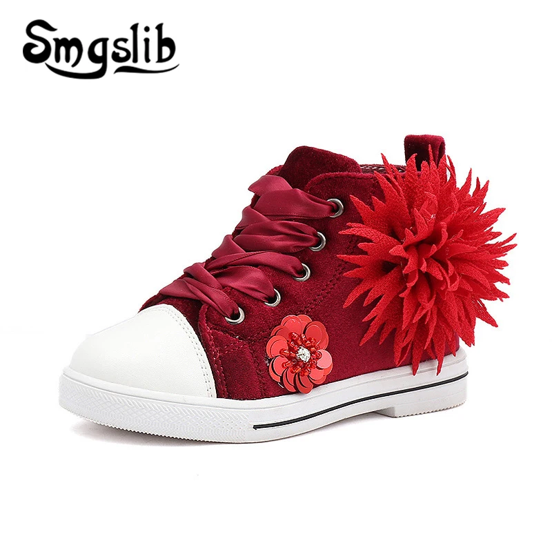 

Kids Shoes Girl Hight Upper Children Shoes Girls Flat Trainers Fashion Kids Sneakers 2019 Spring Toddler Flowers Shoes