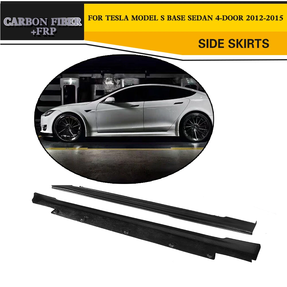 

Carbon Fiber Door Chin Kit Guard Side Skirts Aprons for Tesla Model S Sedan 4 Door 12-15 70 70D 85 85D P85D 2PC