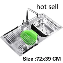 Квартира кухня двойной паз раковина сделать блюда 304 нержавеющая сталь Стандартный Лидер продаж 72x39 см