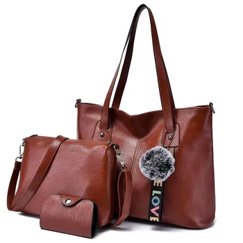 

3 Pc/sets Luxury Handbags Women Bags Designer 2019 Purses And Handbags Sac A Main Vintage Leather Shoulder Bag Female Tote Bags