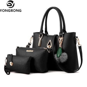 

YONGBONG Women Bag 3 / Set Ladies Hand Bags Pu Leather Large Tote Shoulder Crossbody Bags Bolsas Feminina Purses and Handbags