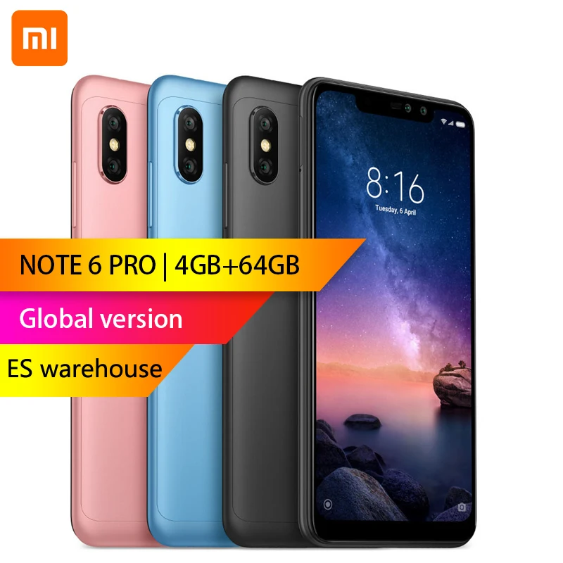 

Global version - Xiaomi Redmi Note 6 Pro 4GB 64GB 6.26 inch FHD+ Snapdragon 636 Octa core 12MP+5MP Dual camera 4G Smartphone