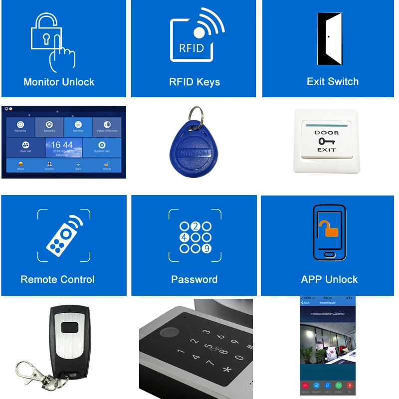 Wi-Fi IP " сенсорный экран видеодомофон дверной телефон записывающая система телефон Удаленный просмотр разблокировка Клавиатура RFID дверная камера