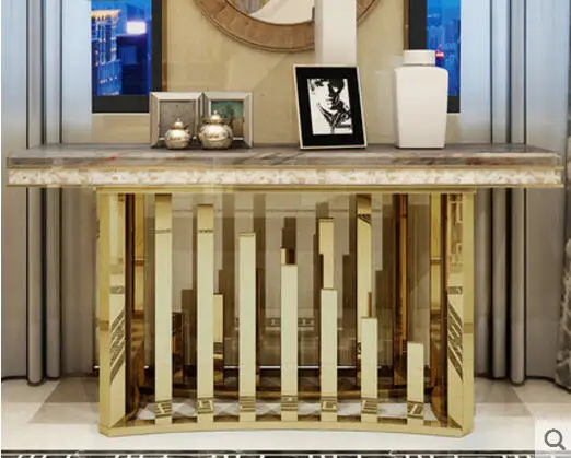 Natural marble Stainless steel Coffee Table Living Room eat edge ark minimalist modern rectangle mesas de centro table basse