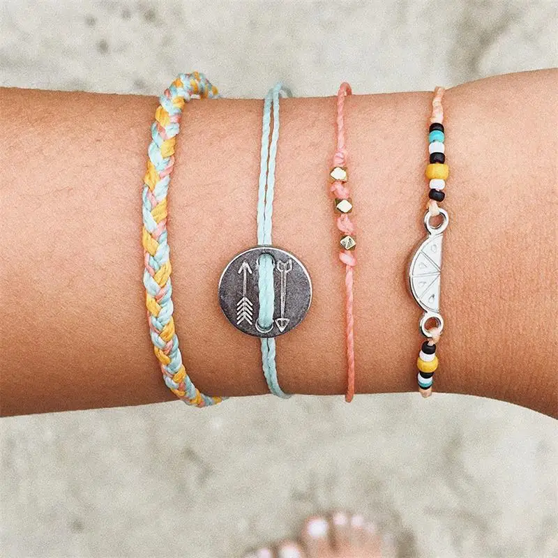 Креативные бусины «арбуз» круглые стрелы тотемные цветные браслеты из заплетенной кожи для девочек милое Ювелирное Украшение на день рождения женский браслет