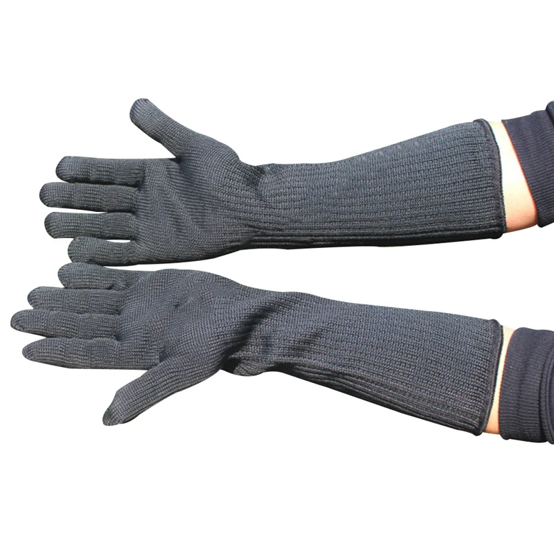 Длинные порезов рабочие перчатки с Проволока из нержавеющей стали защитные перчатки Металл Тактический Мясник стальная перчатка
