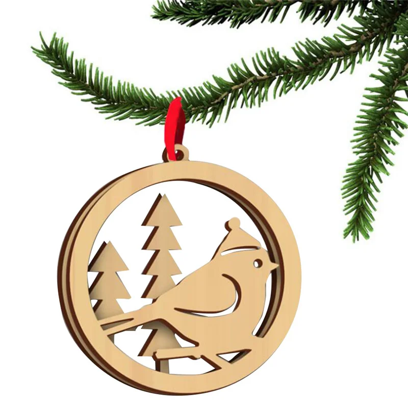 

3Pcs Merry Christmas Decorations Wooden Hollow Ornament Christmas Tree Hanging Pendant Decor Xmas Decoration Enfeites Natal