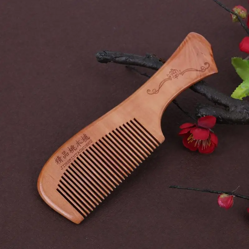 

Handicraft Wooden Round Handle Sandal Hair Combs Natural Sandalwood Fine Comb Anti-Static Care Hair Salon Styling Tools