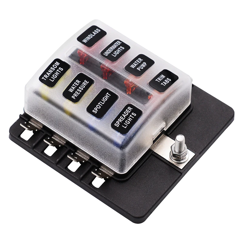 Auto Fuses 8 Way Blade Fuse Box Holder with LED Warning Light Kit for
