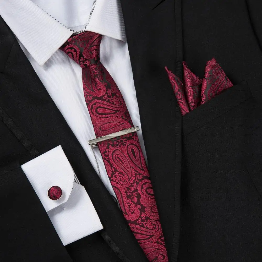 5 см узкие мужские платок-галстук комплект запонок в горошек Галстуки Hombre Gravata жаккардовый тонкий галстук красный галстук для мужчин