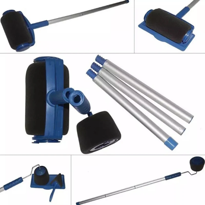 

8pcs/set Diy Paint Roller Brush Tools Set Multifunctional Household Use Wall Decorative Handle Flocked Edger Tool Painting