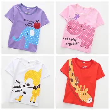 

kids baby clothing boys summer short sleeve cute animals print tops cotton casual t shirts toddler kid clothes 2-7T