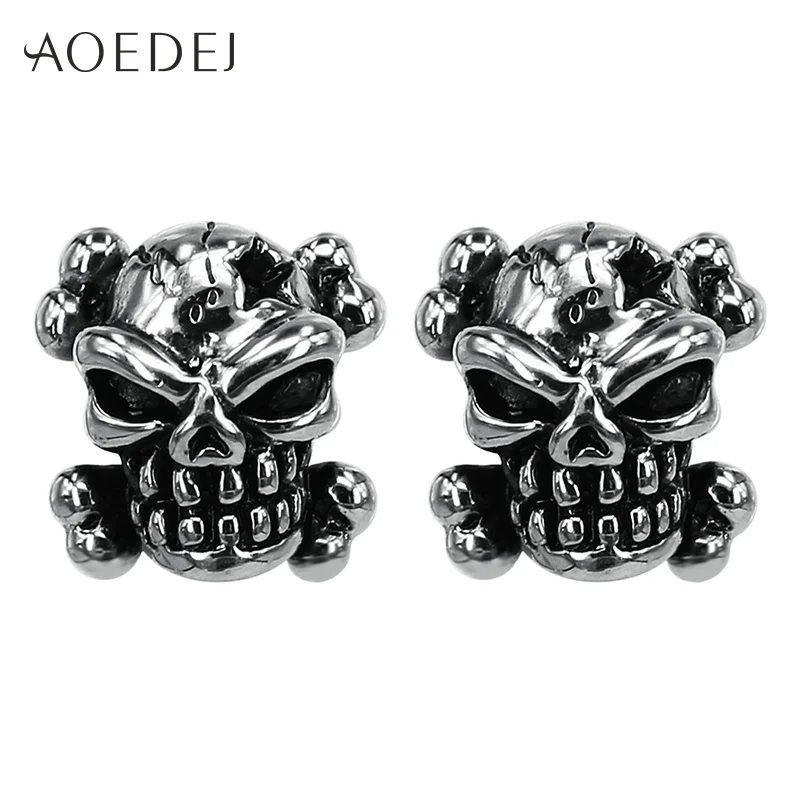 AOEDEJ Bone Skull Earrings For Men Stainless Steel Punk Earrings Stud