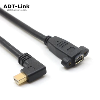 

Right 90 degrees Angled Mini DP to Mini DP Cable Mini DisplayPort Male To Female Thunderbolt Adapter extender Screw Panel Mount