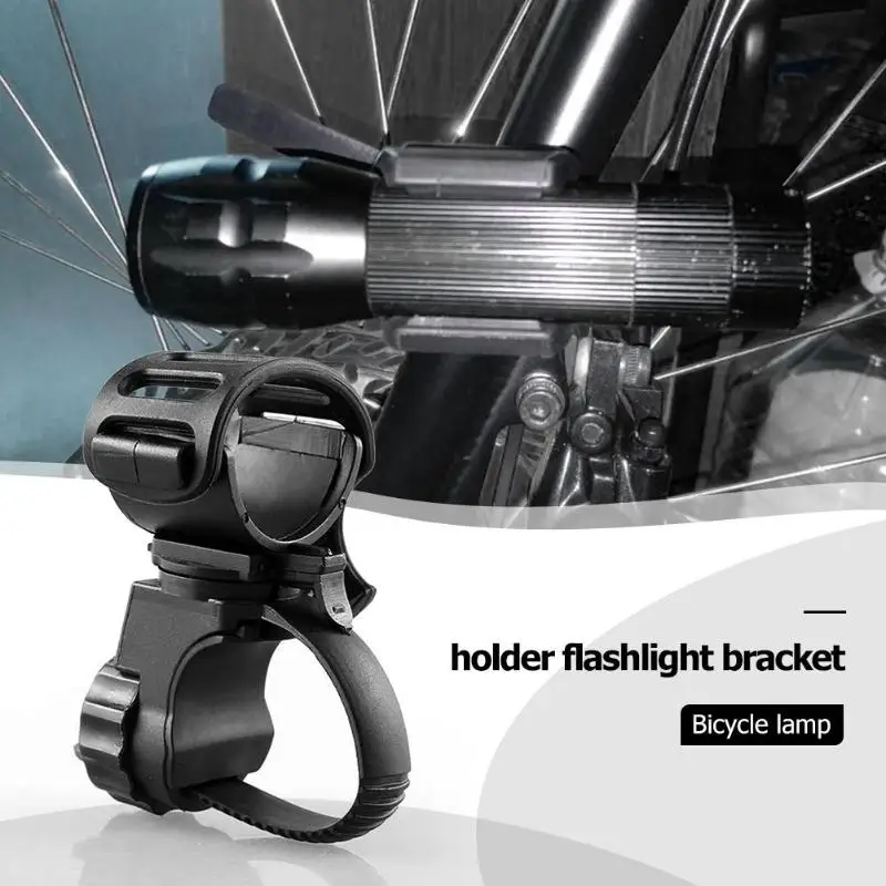 Discount Bicycle Lamp Holder Flashlight Bracket Adjustable 360 Degree Rotating Black Outdoor Riding Cycling Accessories Bike Parts 6