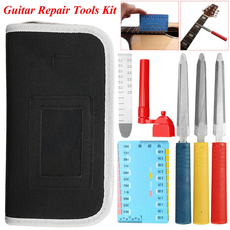 

6Pcs/Set Electric Guitar Repair Tools Stainless Steel Double Sided Guitar Nut Slotting Saddle Files Luthier Tool Ruler Gauge Kit