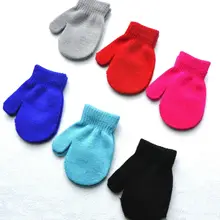 1 пара, Детские Зимние теплые перчатки ярких цветов, варежки для девочек и мальчиков, детские перчатки, аксессуары для детей