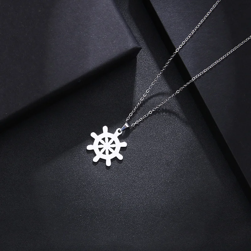 CACANA Stainless Steel Necklace For Women Man Lover's Ruder Gold And Silver Color Pendant Necklace Engagement Jewelry
