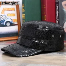 XdanqinX шляпа из натуральной кожи зимние овчины Теплые военные шапки с ушками плоские шапки для мужчин и женщин Регулируемый размер зимне наушники шапка