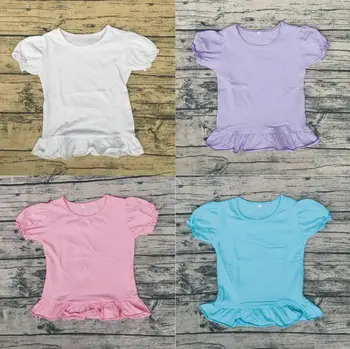

Hot Sale fashion baby girls shorts sleeve single ruffle shirts kids top comfortable top