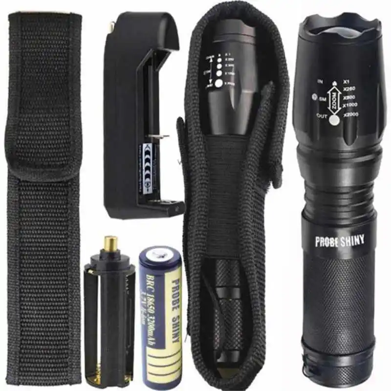 torch flashlight t6 led flashlight 18650 Zoom Flashlight X800 Military Lumitact Torch rechargeable pointer Charge #4S11 (3)