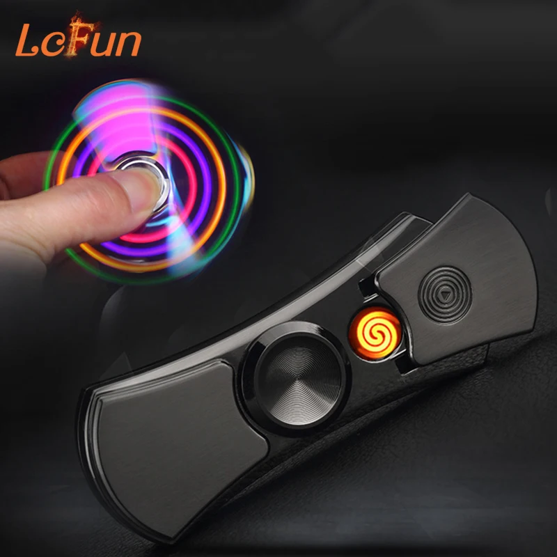 

Cool Hand Spinner Finger Lighters fidget Spinner led Cigarette Electric Lighter USB led spinner-hand Plasma lighter