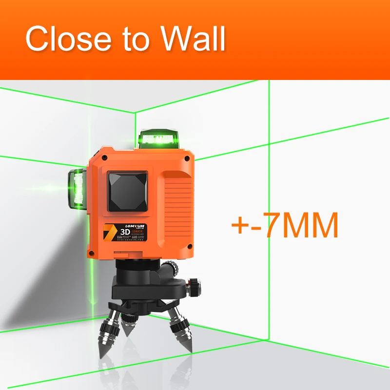 LOMVUM 12Lines 3D Laser Level Self-Leveling 360 Horizontal With Base Line Leveling Green Red Line Indooroutdoor Laser Level