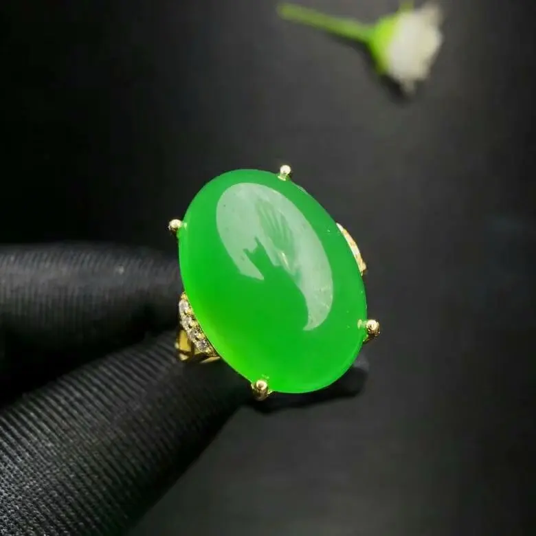 

SHILOVEM 925 silver natural green chalcedony Rings 13*18mm wholesale open ring Fine women gift party 2018 new lpj131801agys