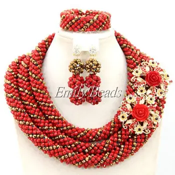 

Amazing Nigerian Wedding Beads Jewelry Set African Crystal Beads Necklace Bracelet Earrings Jewelry Free Shipping AMJ522