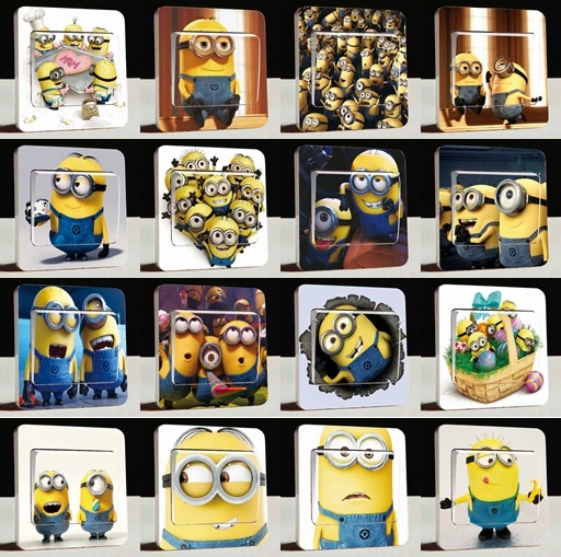 

DIY Creative minions movie love Cartoon Removable Switch stickers PVC Wall Sticker Vinyl Decal Home Decor Decal Socket paste