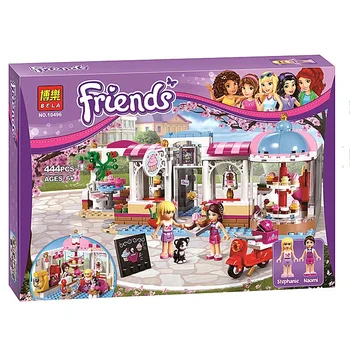 

Friends 41119 Bela 10496 444pcs Heartlake Cupcake Cafe Salon Figure building blocks Bricks