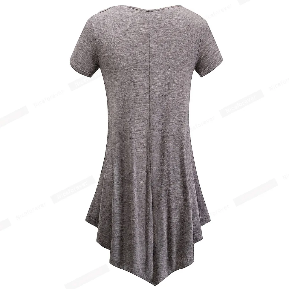 Хороший-forever Короткие повседневные футболки женские летние с коротким рукавом ассиметричное, неправильной формы длины кнопки стильные свободные футболки Топы T010