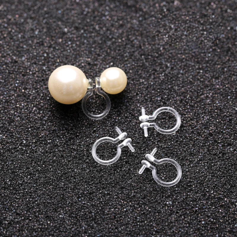 

20pcs/lot,Transparent U type Ear clip Two-sided needle 0.8mm needle Painless Prevent allergy Resin No ear hole DIY Jewelry