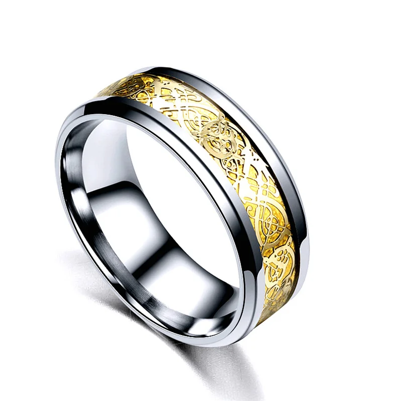 7 видов цветов ширина 8 мм Размер 5,5-14 винтажное позолоченное черное кольцо с драконом ювелирные изделия для мужчин брендовые аксессуары