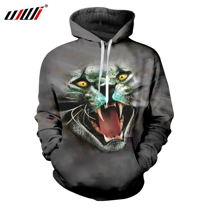 

UJWI 3D Hoodies Printed Ferocious Cat Streetwear Plus Size 6XL Garment Hombre Autumn Hoody Hoodies Sweatshirts Man Loose