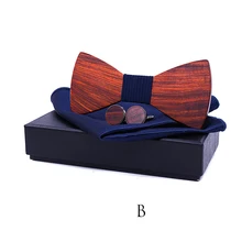 Mantieqingway креативная деревянная бабочка платок Запонки Наборы для мужчин ручной работы Свадебный деревянный бантик Полиэстер Карман Sqaure